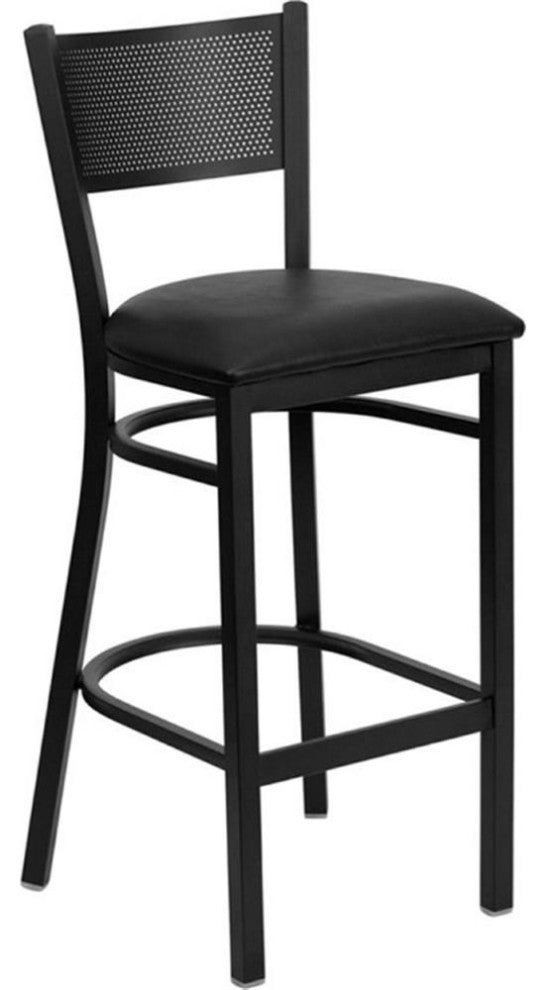 Flash Furniture Hercules Series 30" Grid Back Metal Bar in Black