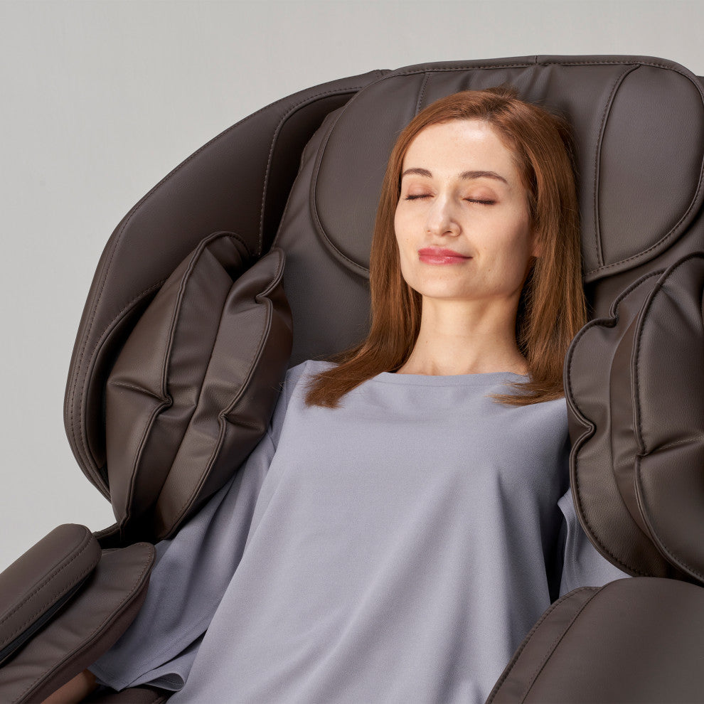 Hisho SL Track Heated Deluxe Zero Gravity Massage Chair, Brown