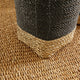 Set of 3 Contemporary Casual Natural Black Round Tote Baskets Handles Large