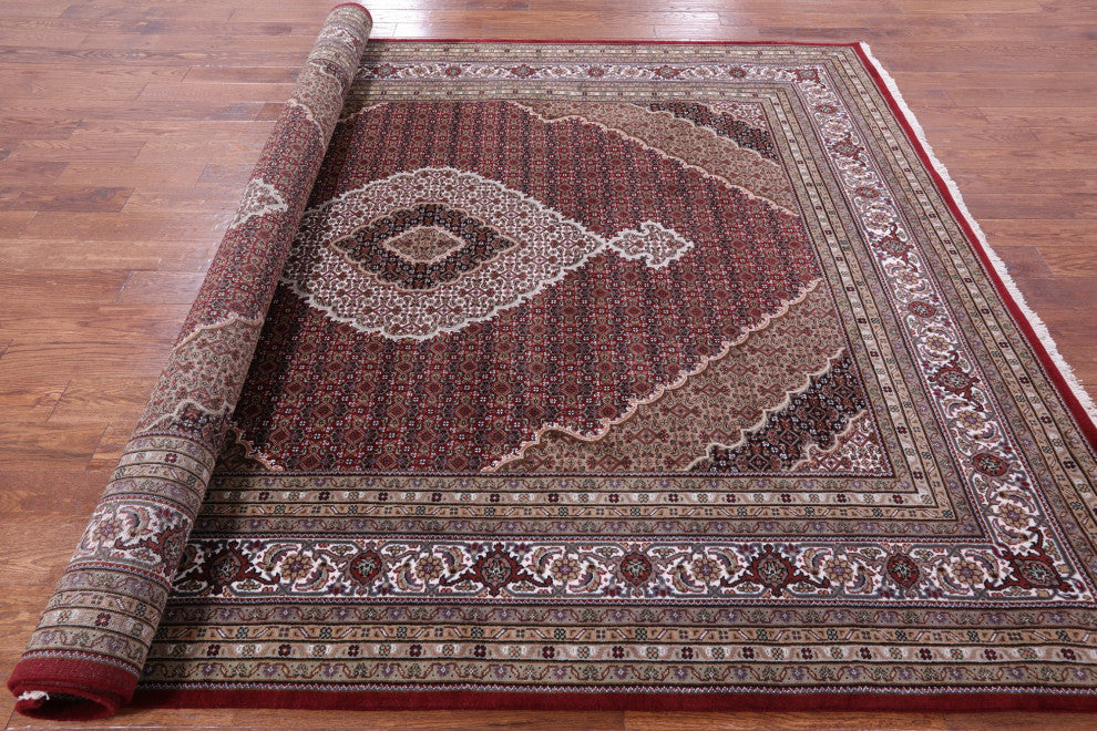 8' 2" X 10' 4" Persian Tabriz Wool and Silk Handmade Rug Q8903