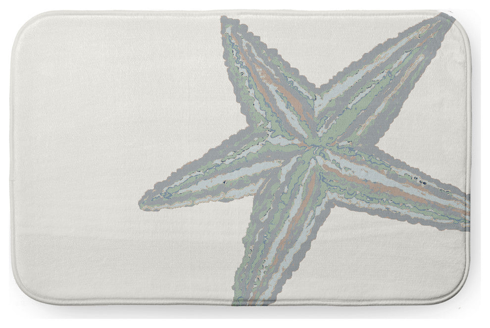 34" x 21" Large Starfish Bathmat, Pretty Grey