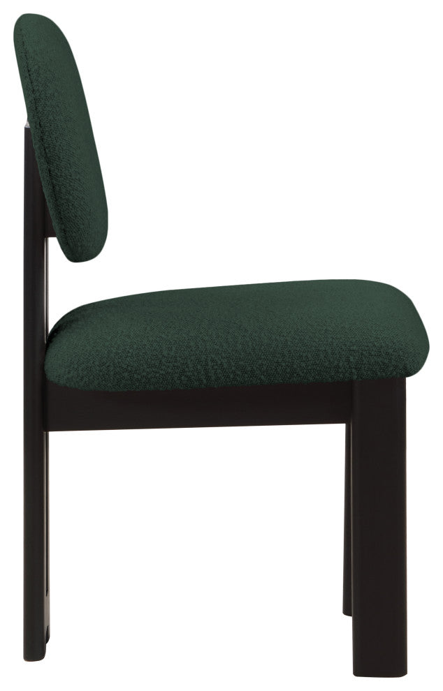 Napa Boucle Fabric Dining Chair, Set of 2, Green, Black Finish