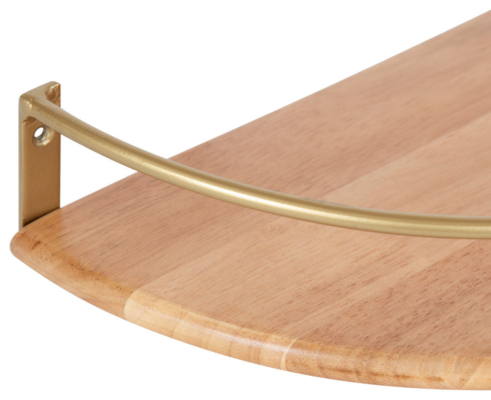 Camryn Semi Circle Shelf Set, Natural/Gold, 2 Piece