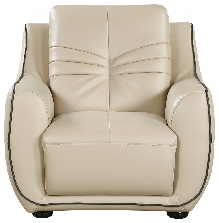 108" Elegant Beige Leather Sofa Set