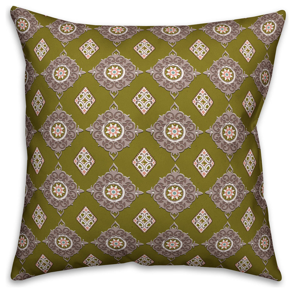 Imperial Pattern, Brown Throw Pillow, 18"x18"