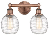 Belfast 2-Light 15" Bath Vanity Light, Antique Copper, Deco Swirl