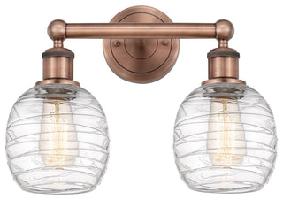 Belfast 2-Light 15" Bath Vanity Light, Antique Copper, Deco Swirl
