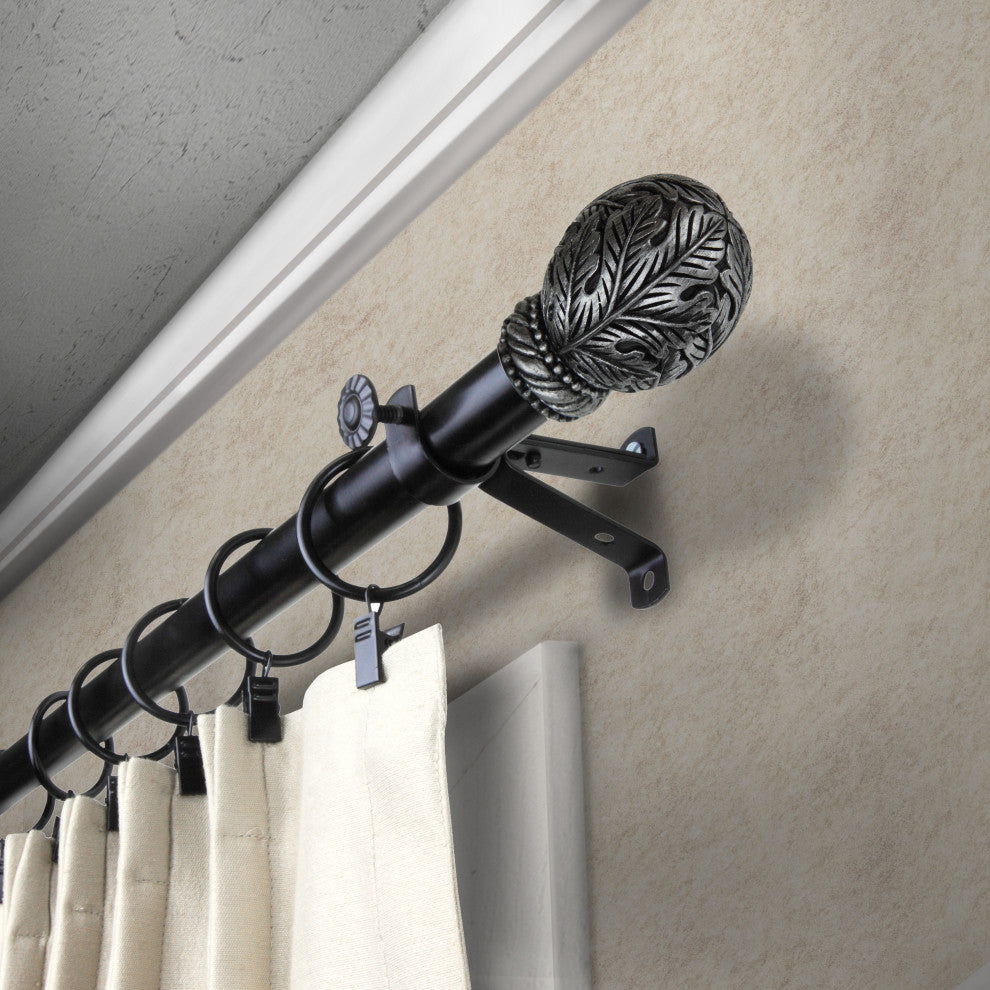 Verdant 13/16" Diameter Curtain Rod, Black, 18-28"