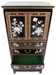 Black Lacquer Lingerie Cabinet With Bird and Flower Mother of Pearl Design, 24"
