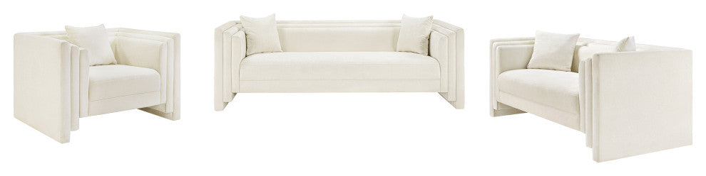 Everett Upholstered Chair, Cream, Chenille Fabric