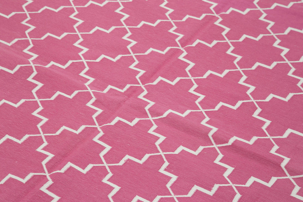 Rug N Carpet - Handmade Wool 6' 0'' x 9' 1'' Geometric Dhurrie Kilim Rug