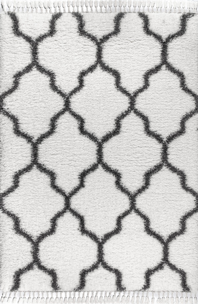 Marrakesh Shag Trellis with Tassels Area Rug, 3 X 5