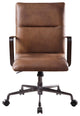 Benzara 5 Star Base Faux Leather Upholstered Wooden Office Chair , Brown