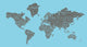 1-World Text Map Wall Decal, Brown on Blue, 67"x36"