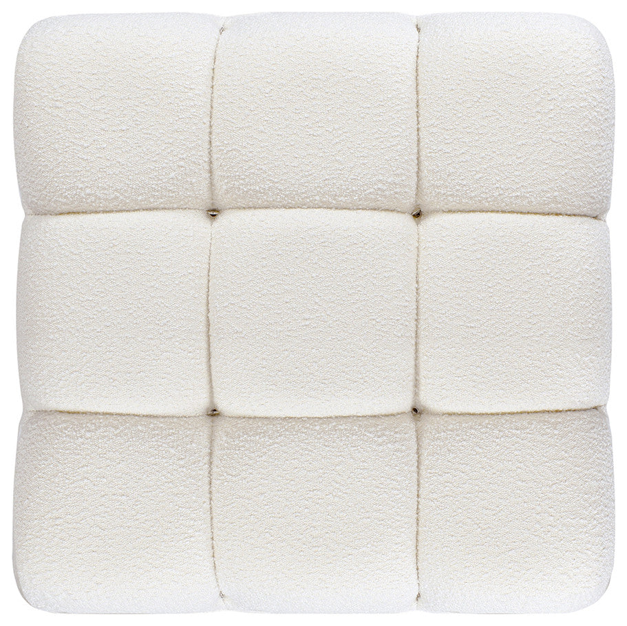 Marcel 36" Modular Tufted Square Cocktail Ottoman, Ivory White Boucle
