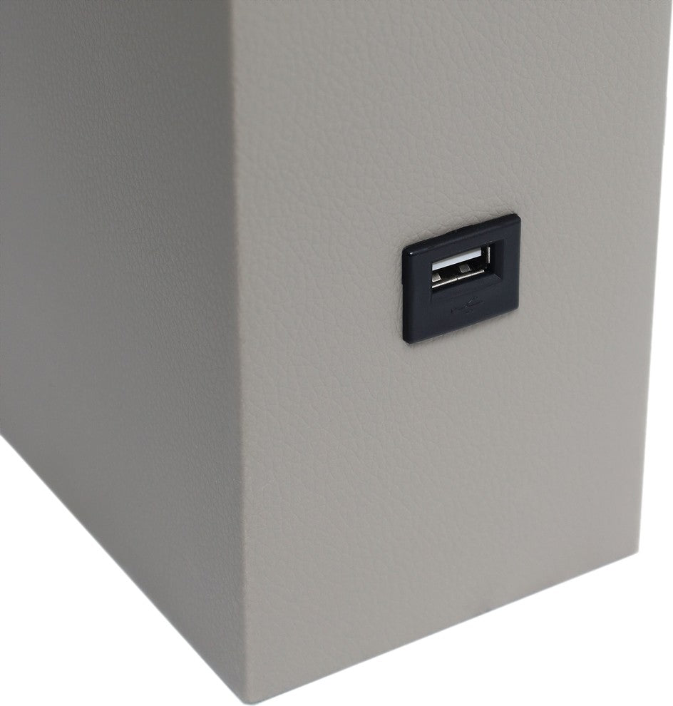 Elegant Designs Modern Leather Table Lamp With Usb and White Shade, Gray
