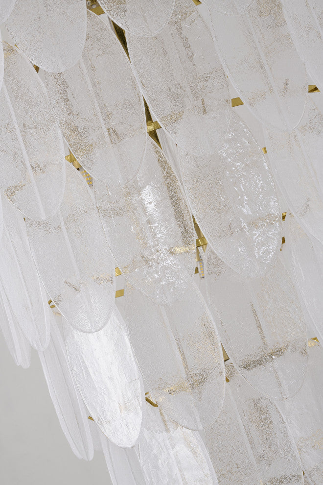 12-Light Brass Chandelier With Frosted Glass