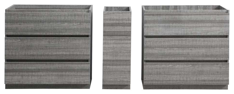 Fresca Lazzaro 84" Gloss Ash Gray Double Sink Cabinet