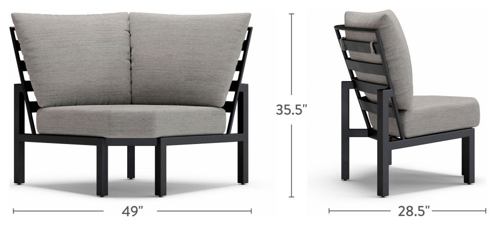 Stanford Cushion Outdoor Corner Chair, Textured Pewter