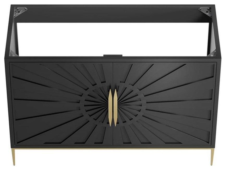 Modway Awaken 48" Solid Wood and MDF Bathroom Vanity Cabinet in Black
