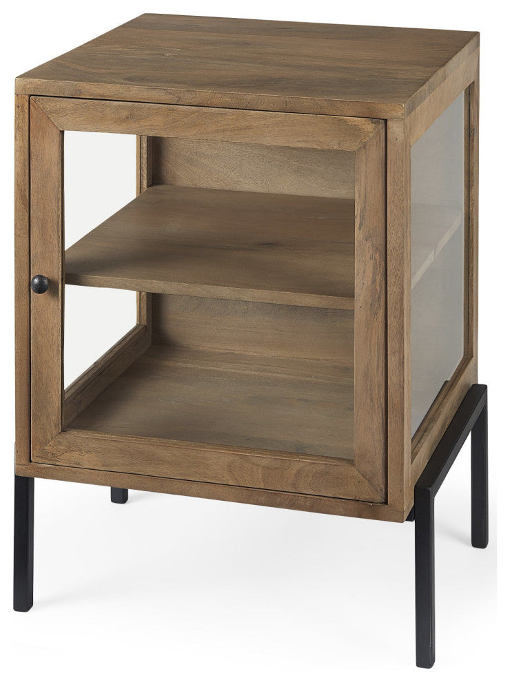 Rustic Honey Brown and Black Shadowbox Cabinet