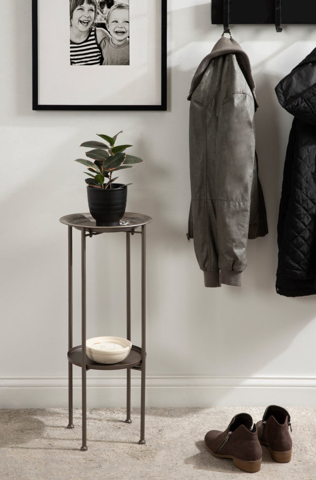 Mahdavi Plant Stand Table, Pewter, 12x12x27