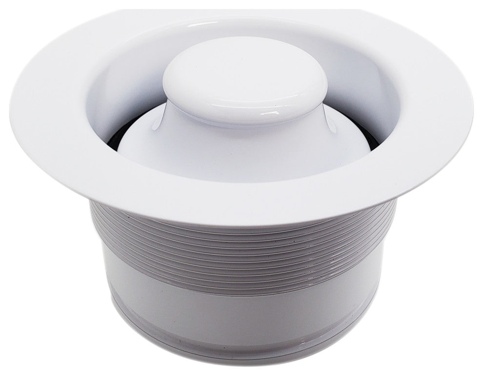 Ez-Mount Style Disposal Flange And Stopper In Polished Brass, Powder Coated White