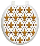 Fleur-de-lis Toilet Tattoos Seat Cover, Vinyl Lid Decal, French Bathroom Decor, Round