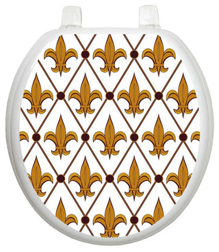 Fleur-de-lis Toilet Tattoos Seat Cover, Vinyl Lid Decal, French Bathroom Decor, Round