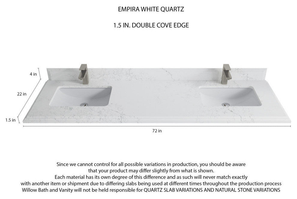 Elizabeth 72 Double Sink Bath Vanity in Light Natural Teak 1.5" Empira Quartz