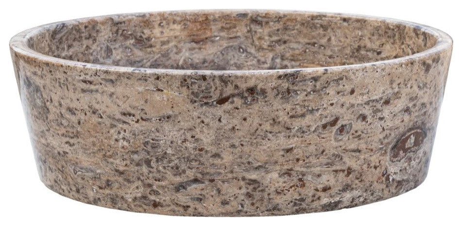 Silver Latte Travertine Natural Stone Vessel Sink Filled-Polished (D)16" (H)5"