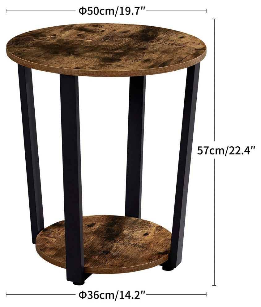 2-Tier Small Sofa Couch Table with Storage Rack