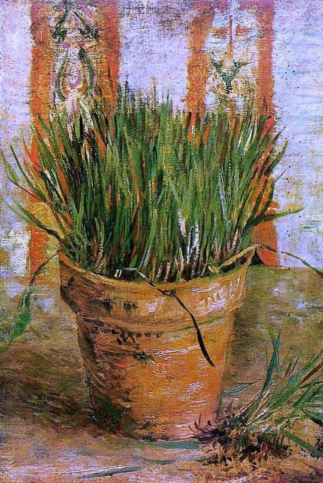 Vincent Van Gogh Flowerpot With Chives, 18"x27" Wall Decal Print