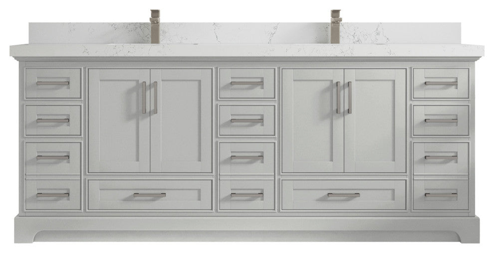 Fenway 84 Double Sink Bath Vanity in Coventry Gray 2" Empira Quartz