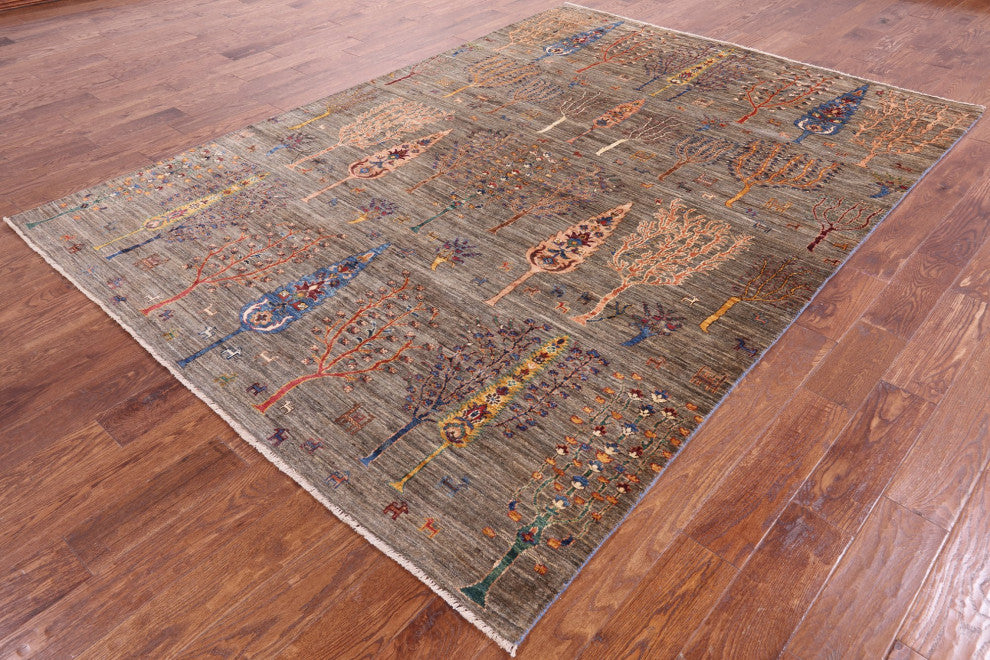 Tribal Persian Gabbeh Wool Rug6' 8" X 9' 4" Q5310