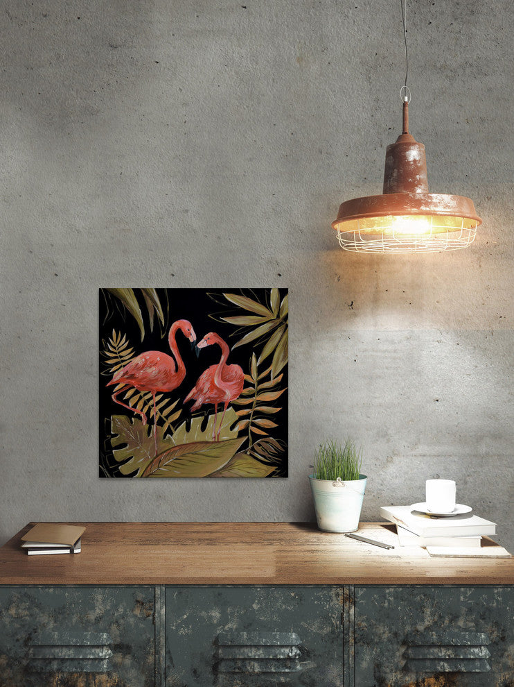 "Flamingos Sweetheart II" Painting Print on Wrapped Canvas, 48"x48"