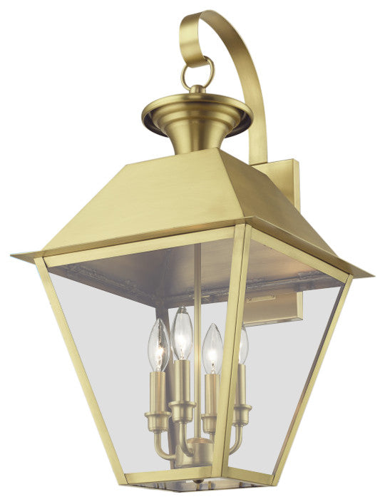 Wentworth 4 Light Natural Brass Outdoor Extra Large Wall Lantern