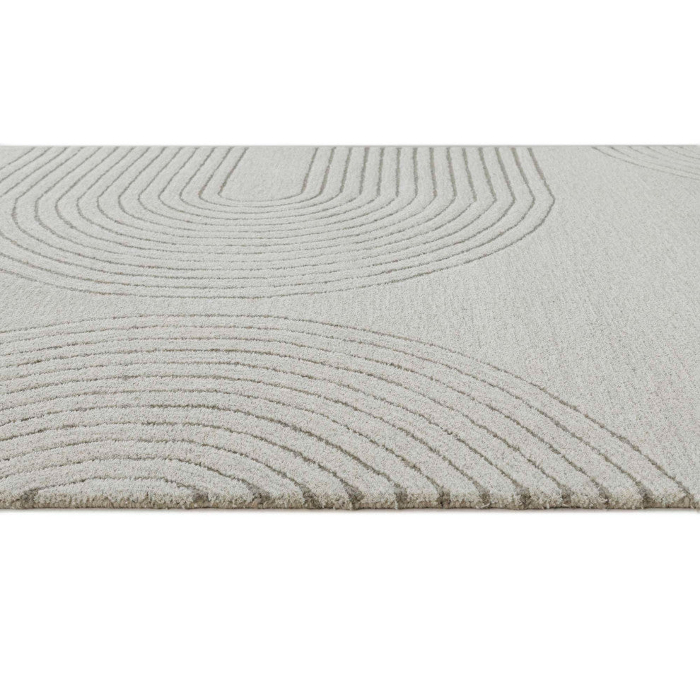 Mid-Century Tonal Area Rug, Ivory, 6'x9'