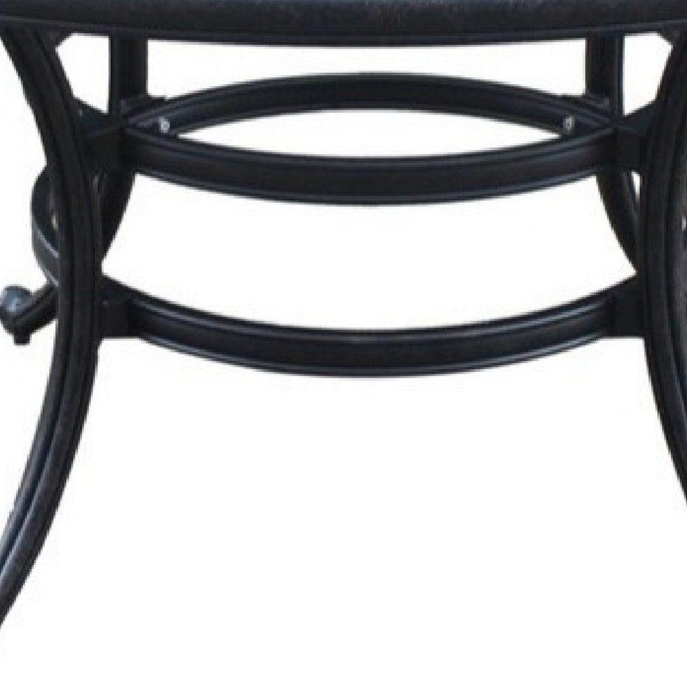 Benzara BM272411 52" Outdoor Round Metal Patio Dining Table, Dark Bronze