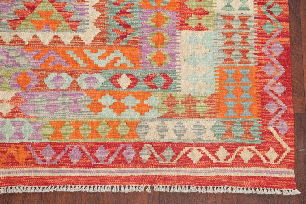 Southwestern Kilim Oriental Traditional Hand-Woven Turkish Area Rug, 9'8"x6'3