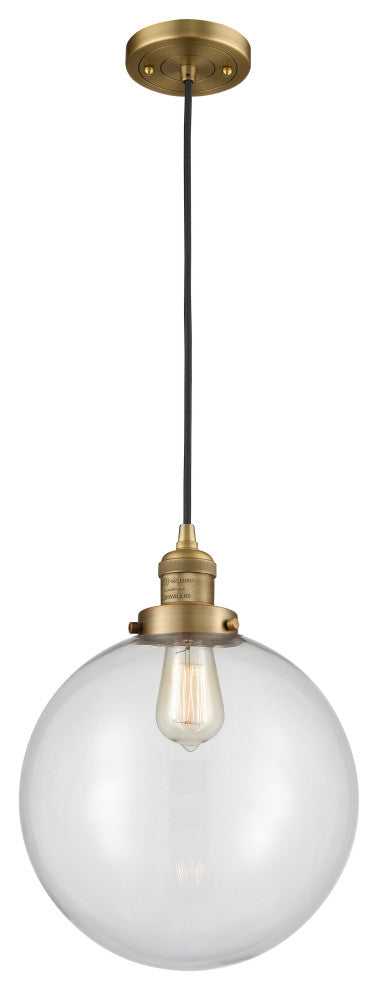 Beacon Mini Pendant, Brushed Brass, Clear