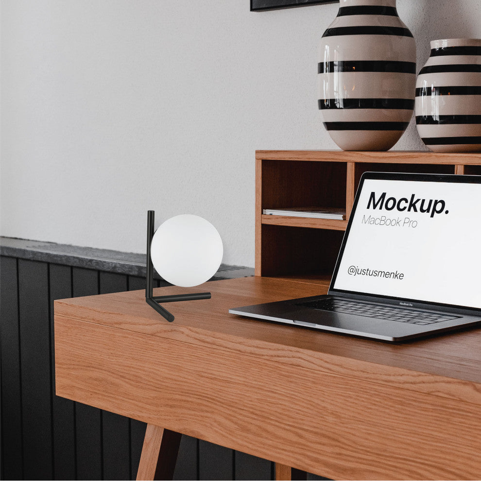 Folgar Contemporary 1 Light Matte Black White Metal Table Lamp
