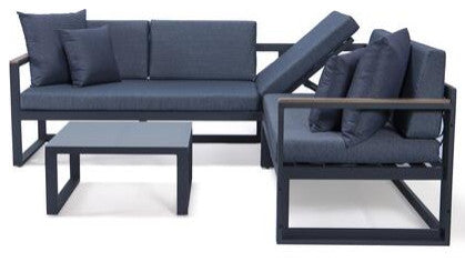 LeisureMod CSLBL-80BU Chelsea Sectional Headrest&Coffee Table Blue Cushions