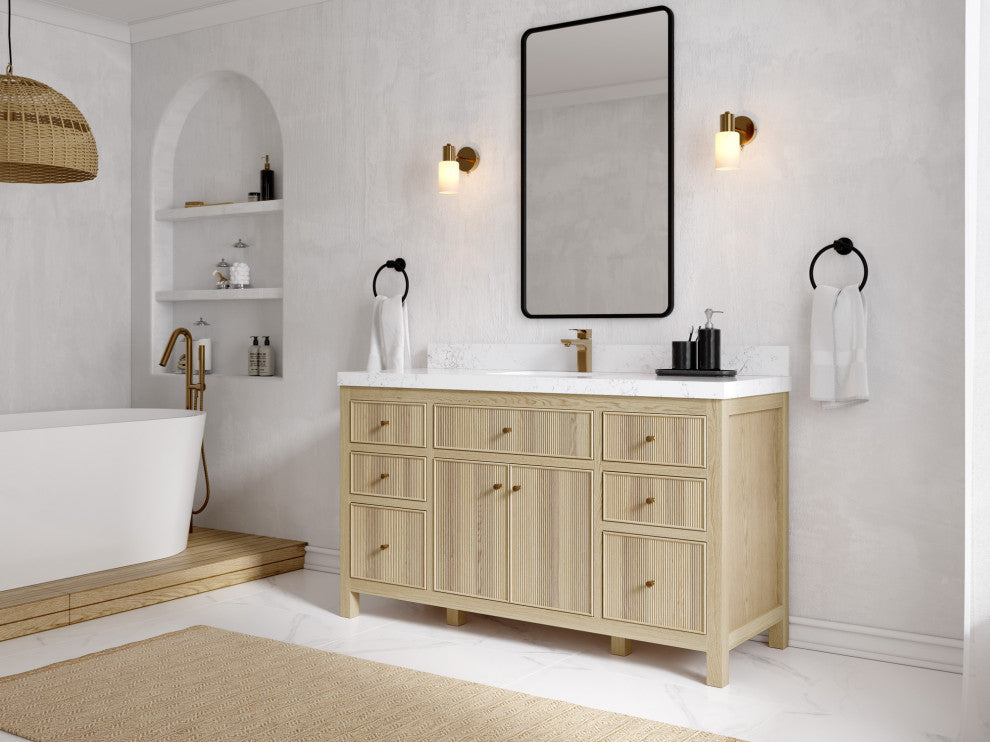Sonoma Oak 60 Single Bathroom Vanity with 1.5" Empira White Quartz
