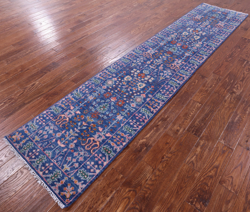 2' 7" X 12' 3" Runner Hand Knotted Turkish Oushak Rug - Q15903