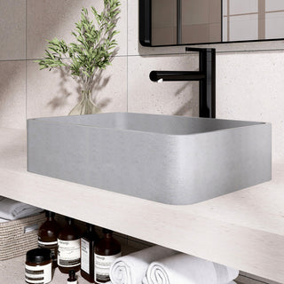 Dark Grey Rectangular Concrete Vessel Bathroom Sink