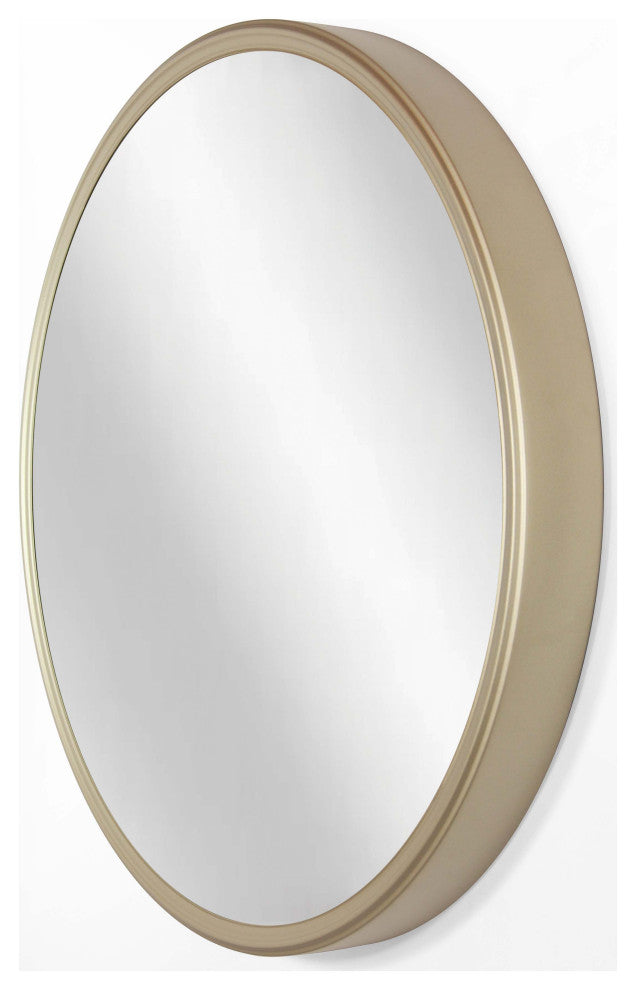Deep Frame Metal Wall Mirror, 24" Diameter, Gold