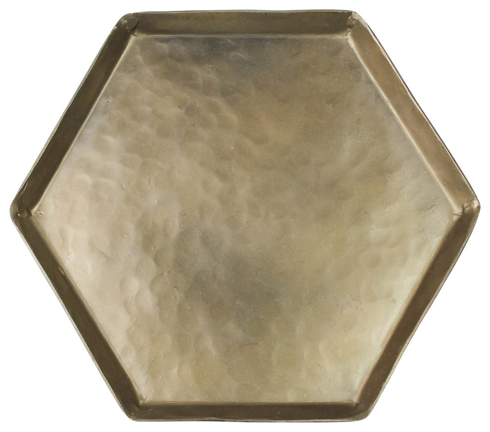 Hammered Metal Hexagonal Serving Tray