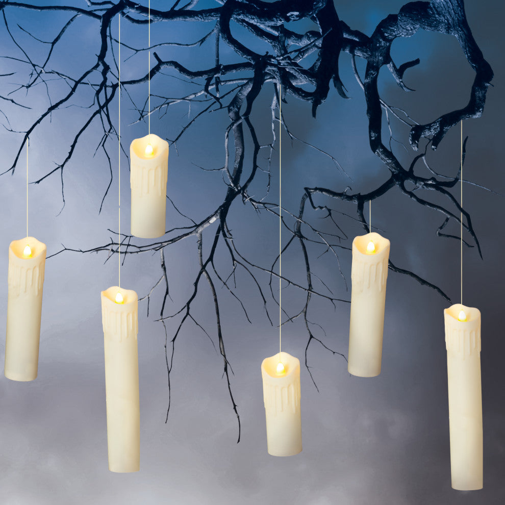 Set of 6, Battery Operated Lit Spooky Candles