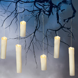 Set of 6, Battery Operated Lit Spooky Candles